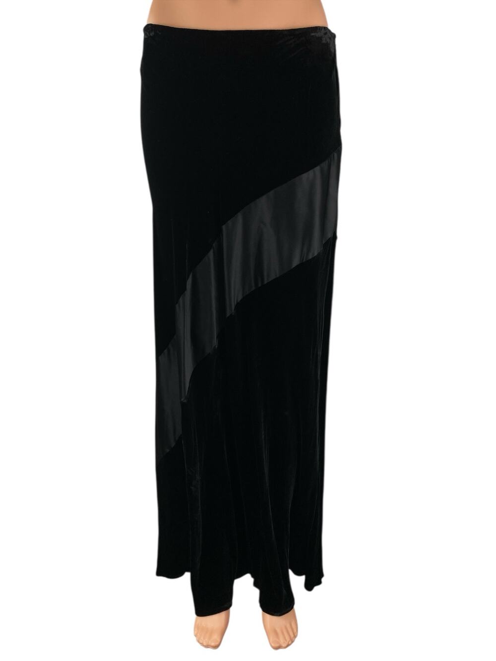 Kenar Women's Black Velvet Velour High Waist Maxi Straight Pencil Skirt Size 12